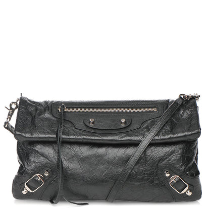 Balenciaga Agneau Classic Silver Hardware Envelope Strap Clutch Black 1 of 7