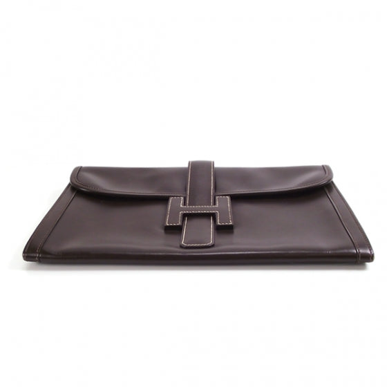 Hermes Vintage Leather Jige Portfolio Clutch Brown 3 of 10