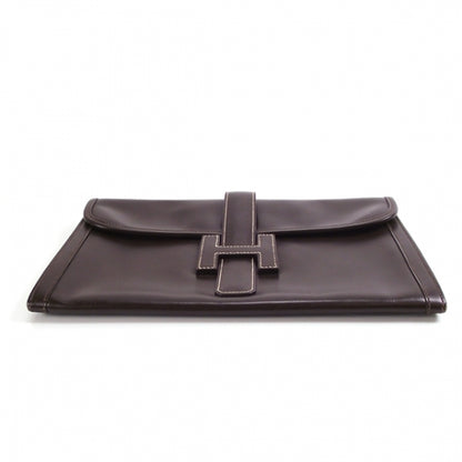 Hermes Vintage Leather Jige Portfolio Clutch Brown 3 of 10