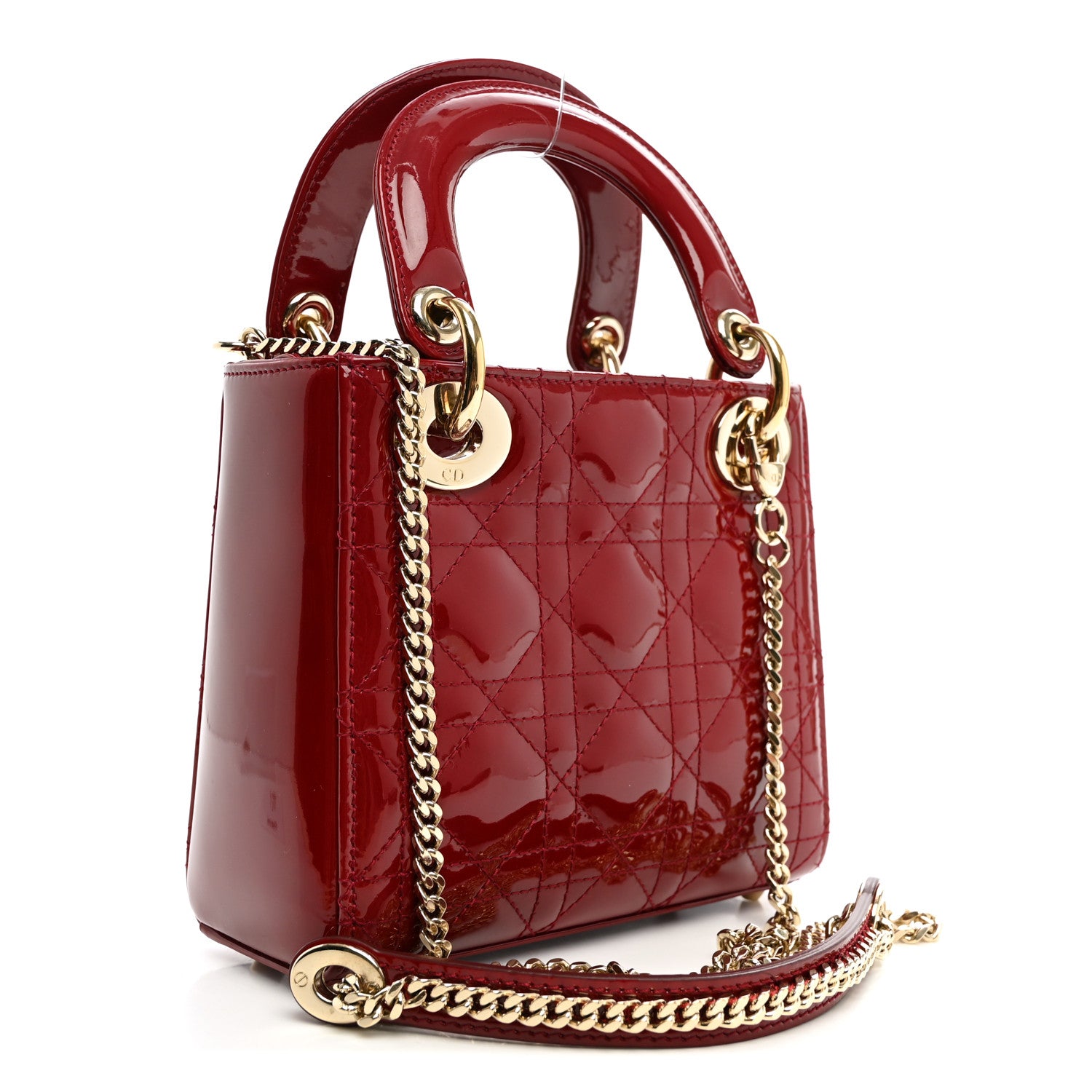 Christian Dior Patent Cannage Mini Lady Dior Red 2 of 8