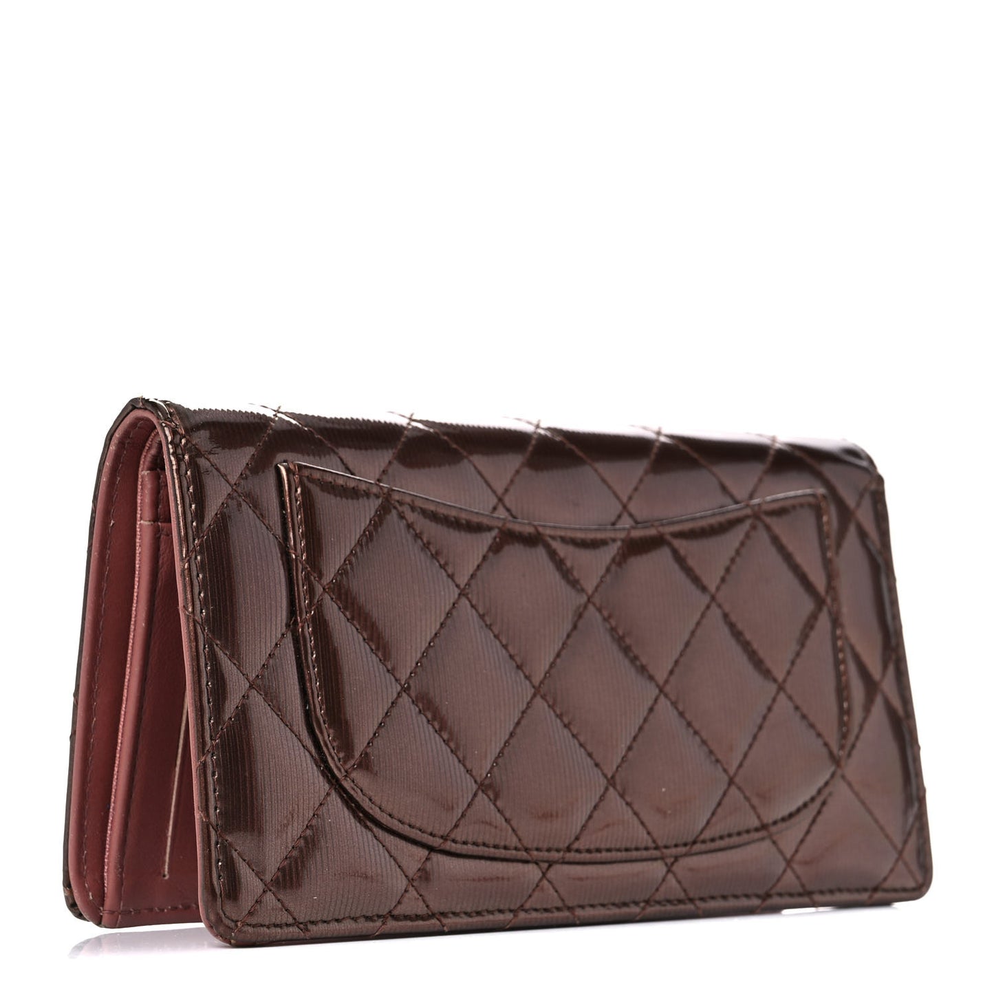Striated Patent Yen Wallet Pink