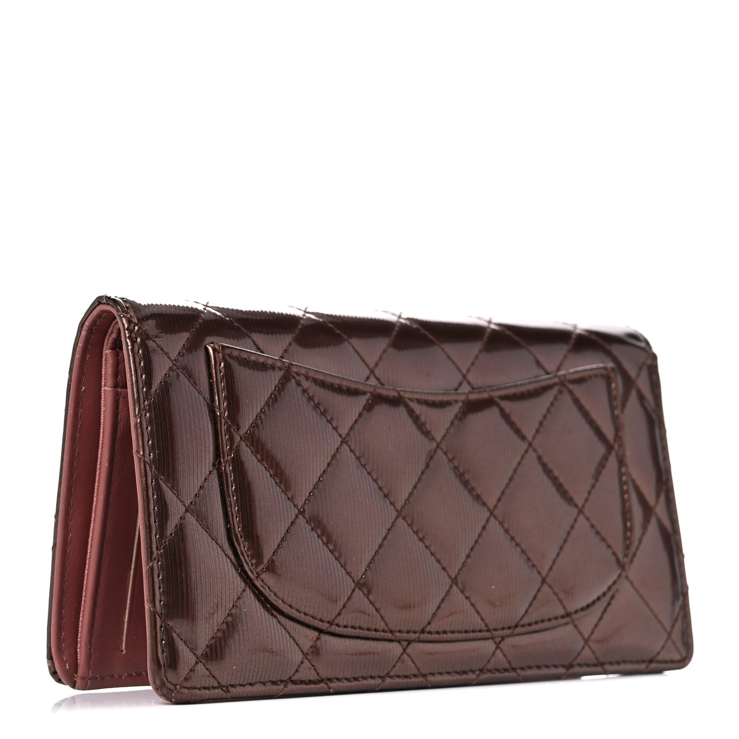 Chanel Striated Patent Yen Wallet Pink 3 of 20