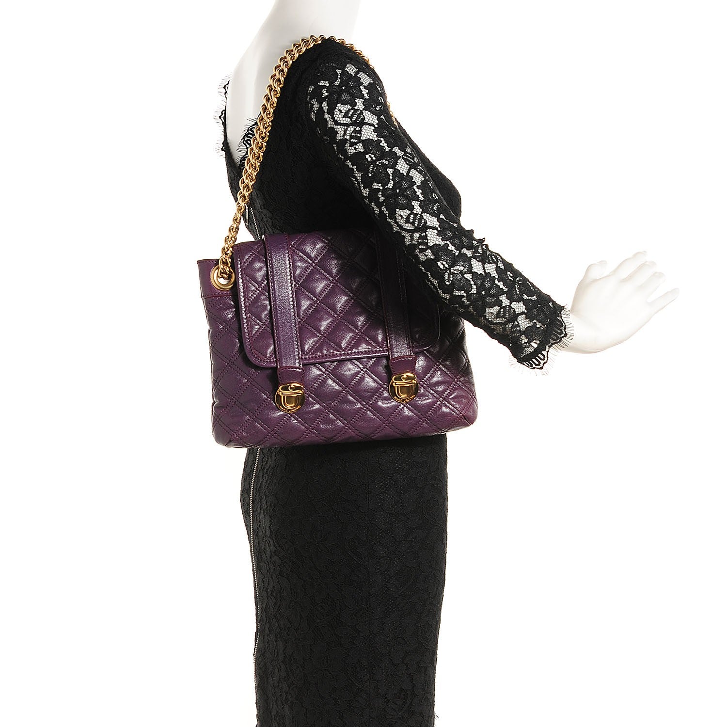 Marc Jacobs Goatskin Quilted Mary Flap Purple 2 of 9