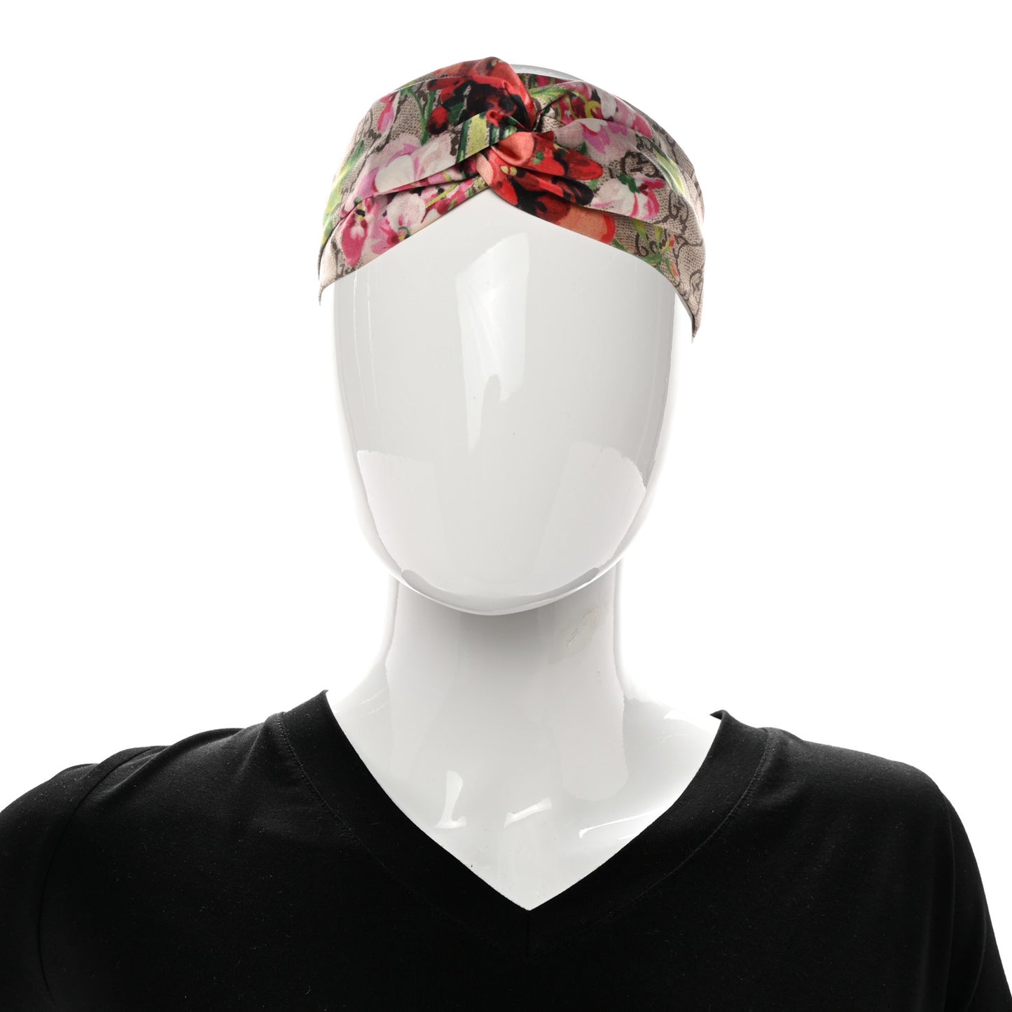 Silk Monogram Blooms Print Headband Antique Rose