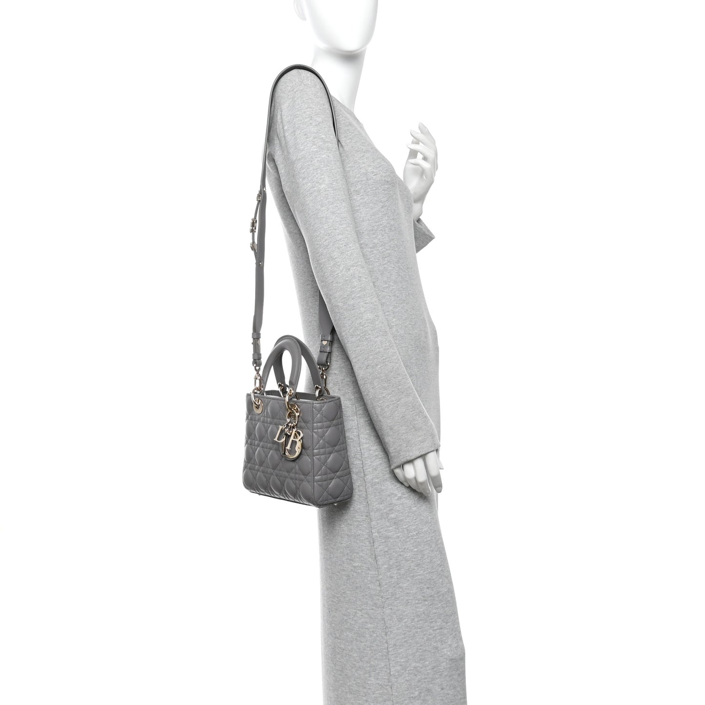 Lambskin Cannage Small My ABCDior Lady Dior Grey