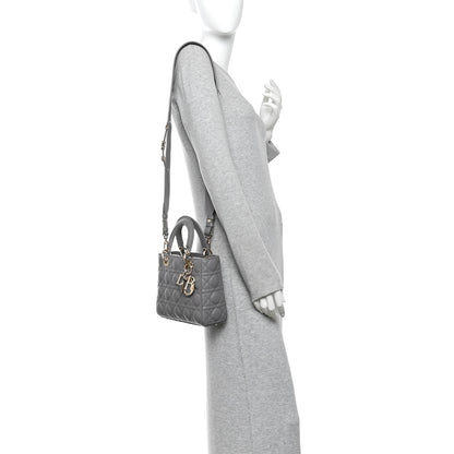 Christian Dior Lambskin Cannage Small My ABCDior Lady Dior Grey 2 of 10