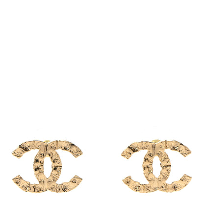Chanel Metal Textured CC Earrings Gold 1 of 4