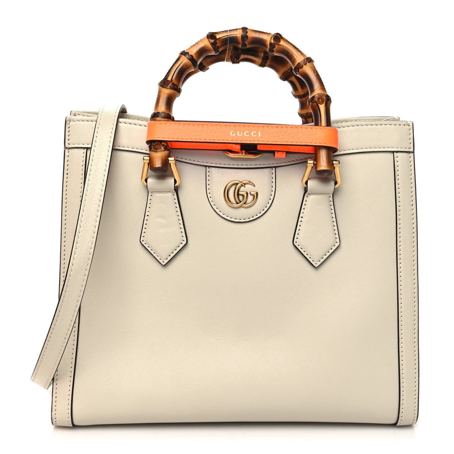 Wonka Grain Calfskin Small Diana Tote Bag Mystic White Orange Fluo
