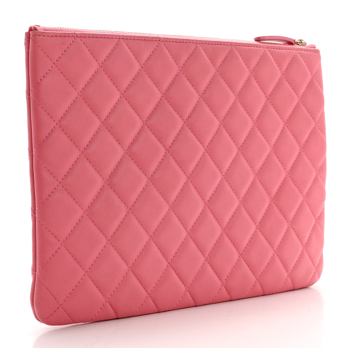Lambskin Quilted Medium Casino Beauty CC Cosmetic Case Fuchsia