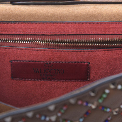 Valentino Garavani Grained Calfskin Beaded Rockstud Spike Wallet on Chain Light Cuir 6 of 11