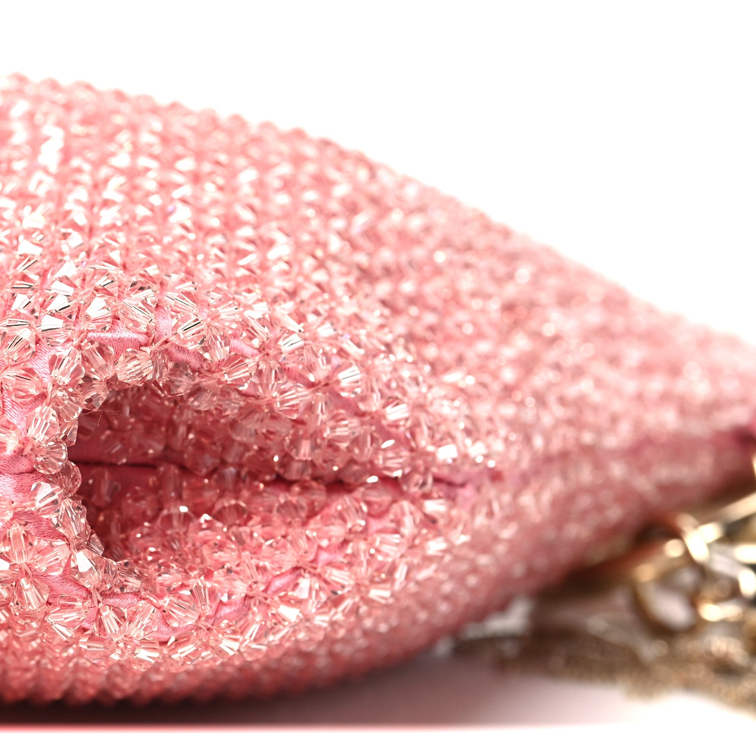 Jimmy Choo Satin Bead Embellished Callie Fringe Tassel Chain Evening Bag Pink 10 of 10