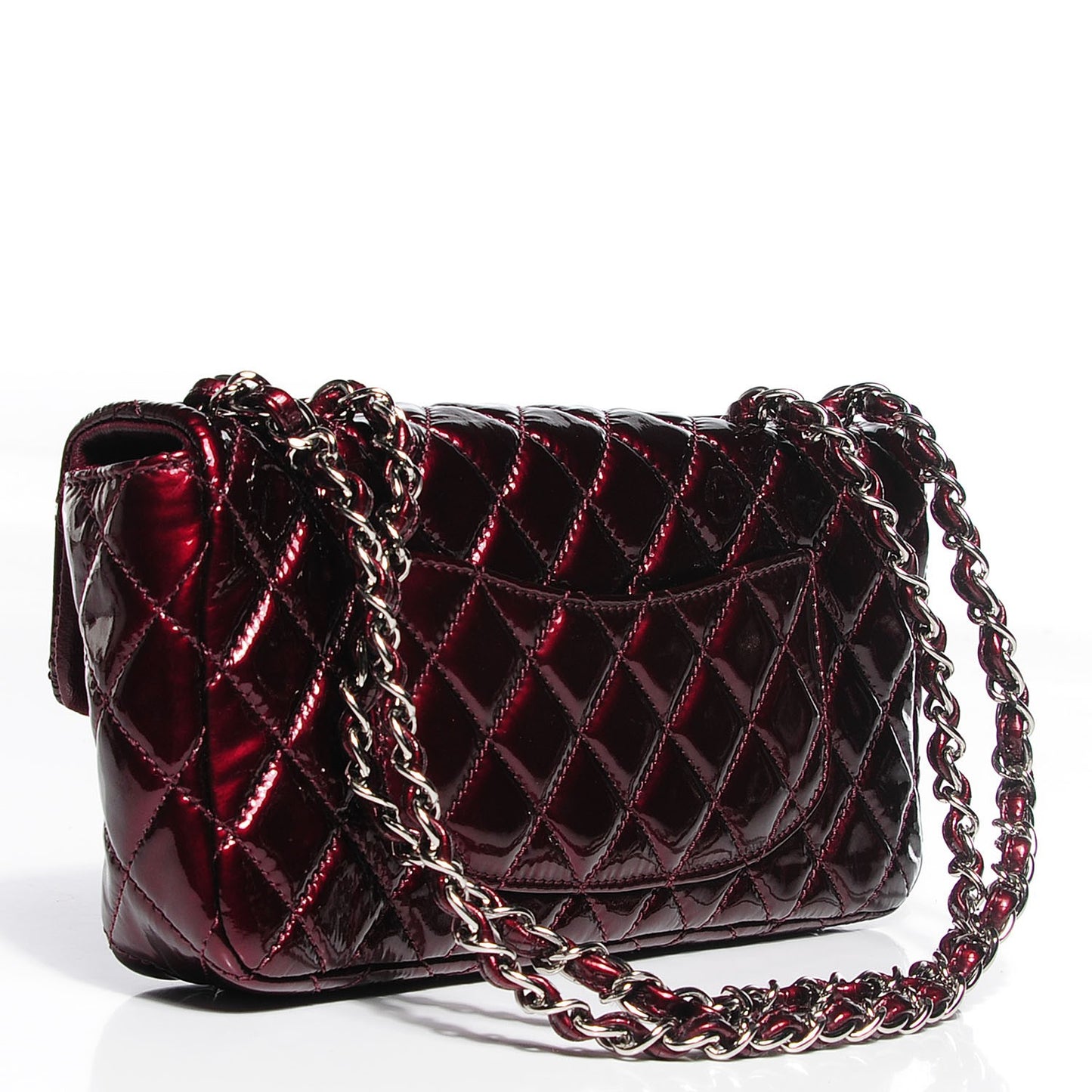 Patent Quilted East West Flap Bordeaux
