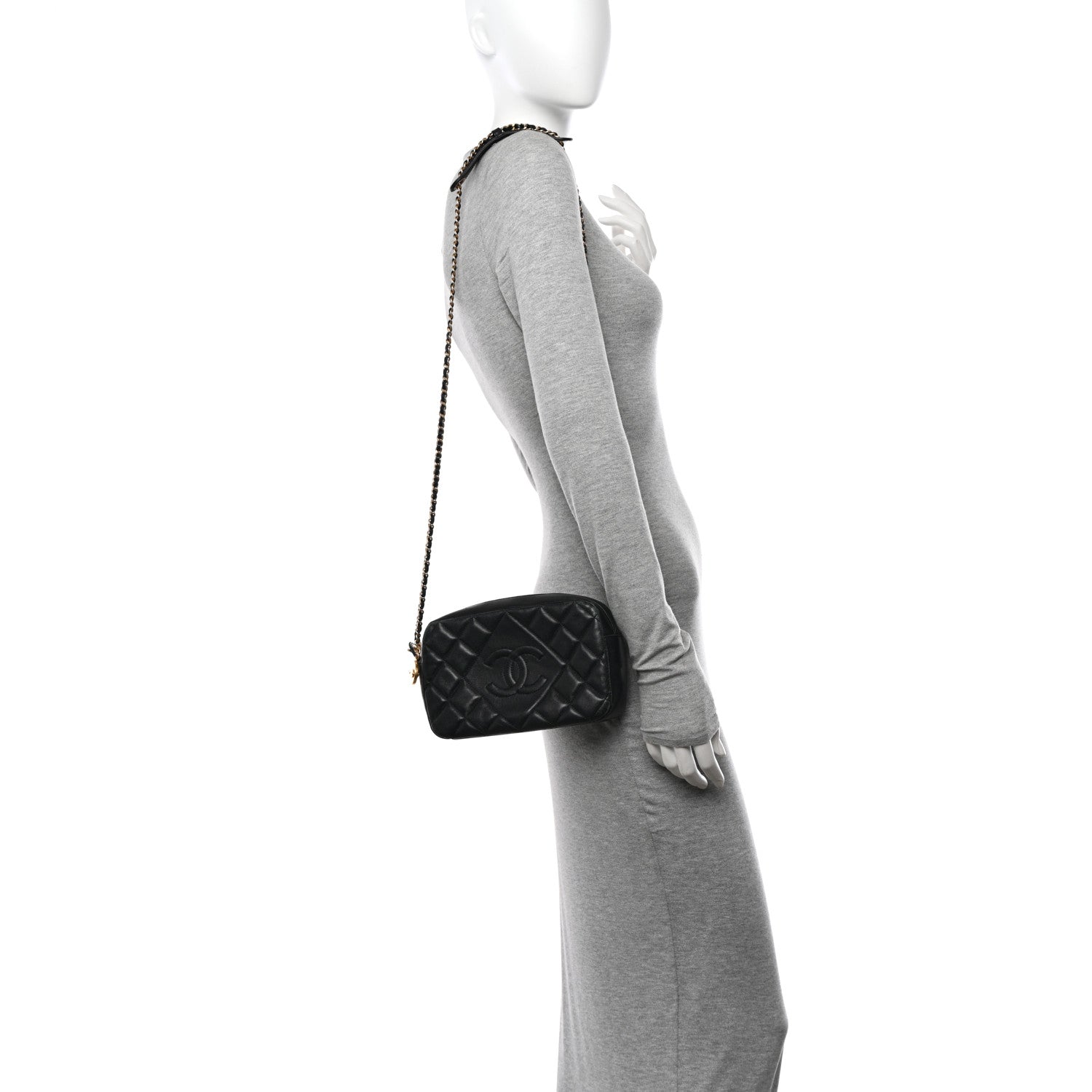 Chanel Lambskin Quilted Small Diamond CC Camera Case Black 2 of 11