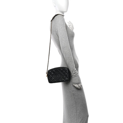 Chanel Lambskin Quilted Small Diamond CC Camera Case Black 2 of 11