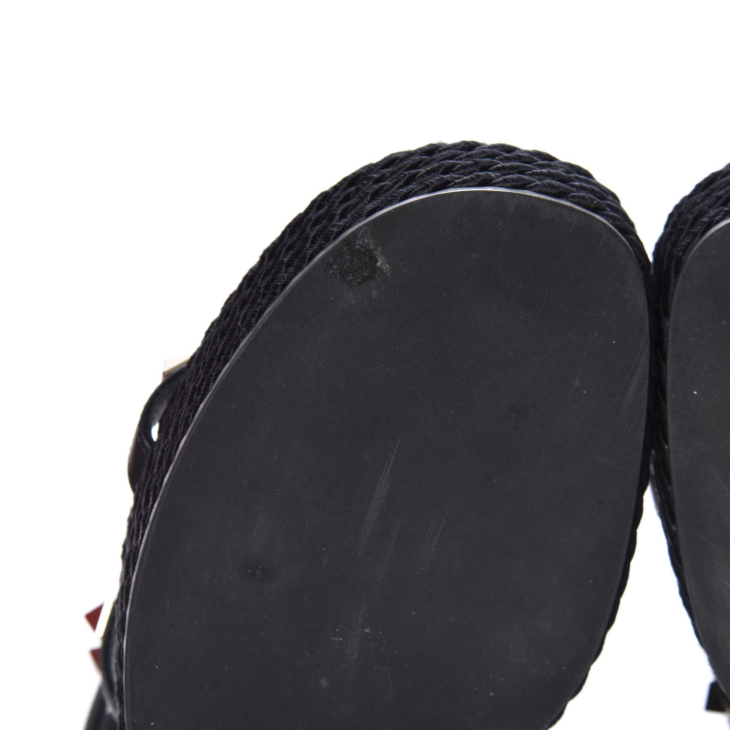 Valentino Garavani Calfskin Rockstud Ankle Strap Torchon Espadrille Caged 25/95mm Wedge Sandals 37 Black 9 of 10