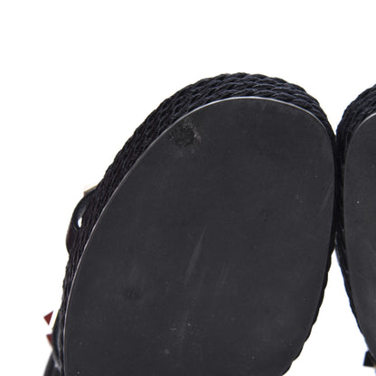 Valentino Garavani Calfskin Rockstud Ankle Strap Torchon Espadrille Caged 25/95mm Wedge Sandals 37 Black 9 of 10