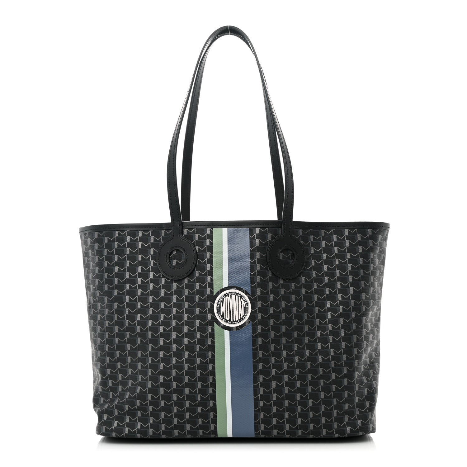 Moynat Grained Calfskin Canvas 1920 Oh! Tote Ruban MM Carbon Silver 1 of 11