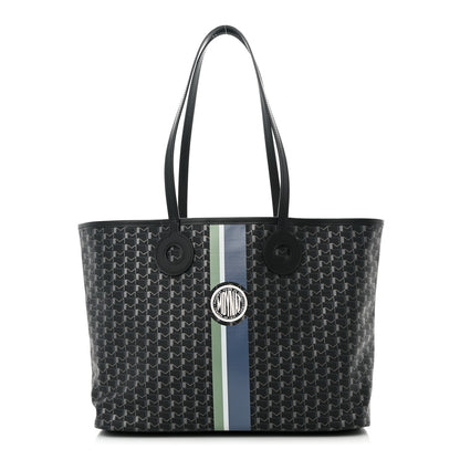 Moynat Grained Calfskin Canvas 1920 Oh! Tote Ruban MM Carbon Silver 1 of 11