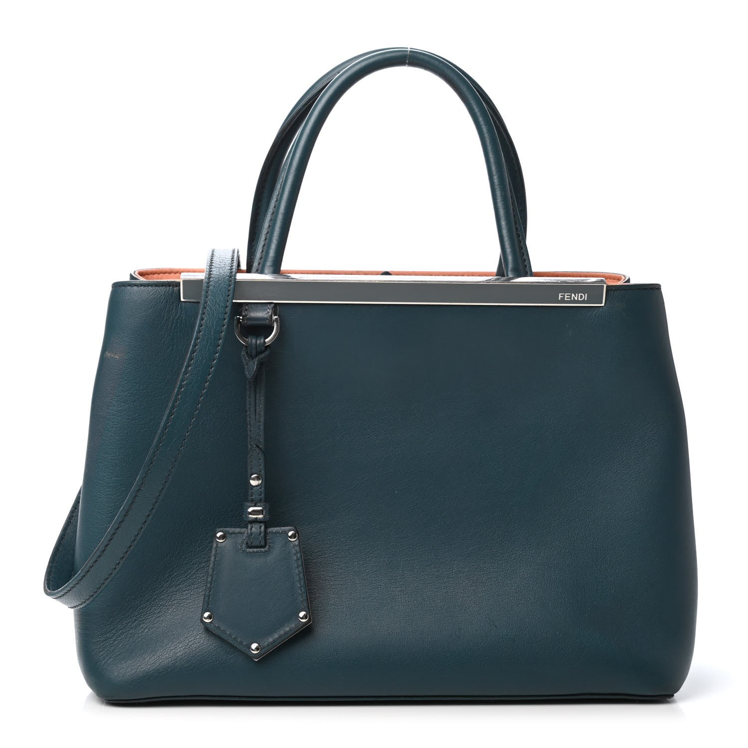Fendi Vitello Dolce Century Petite 2Jours Tote Pavone Albicocca 1 of 6