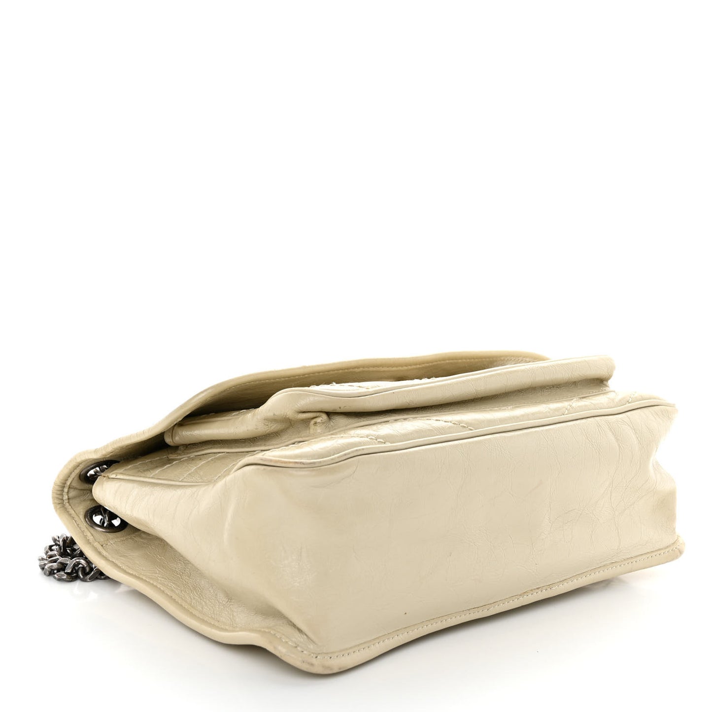 Crinkled Calfskin Matelasse Monogram Medium Niki Chain Satchel Ivory