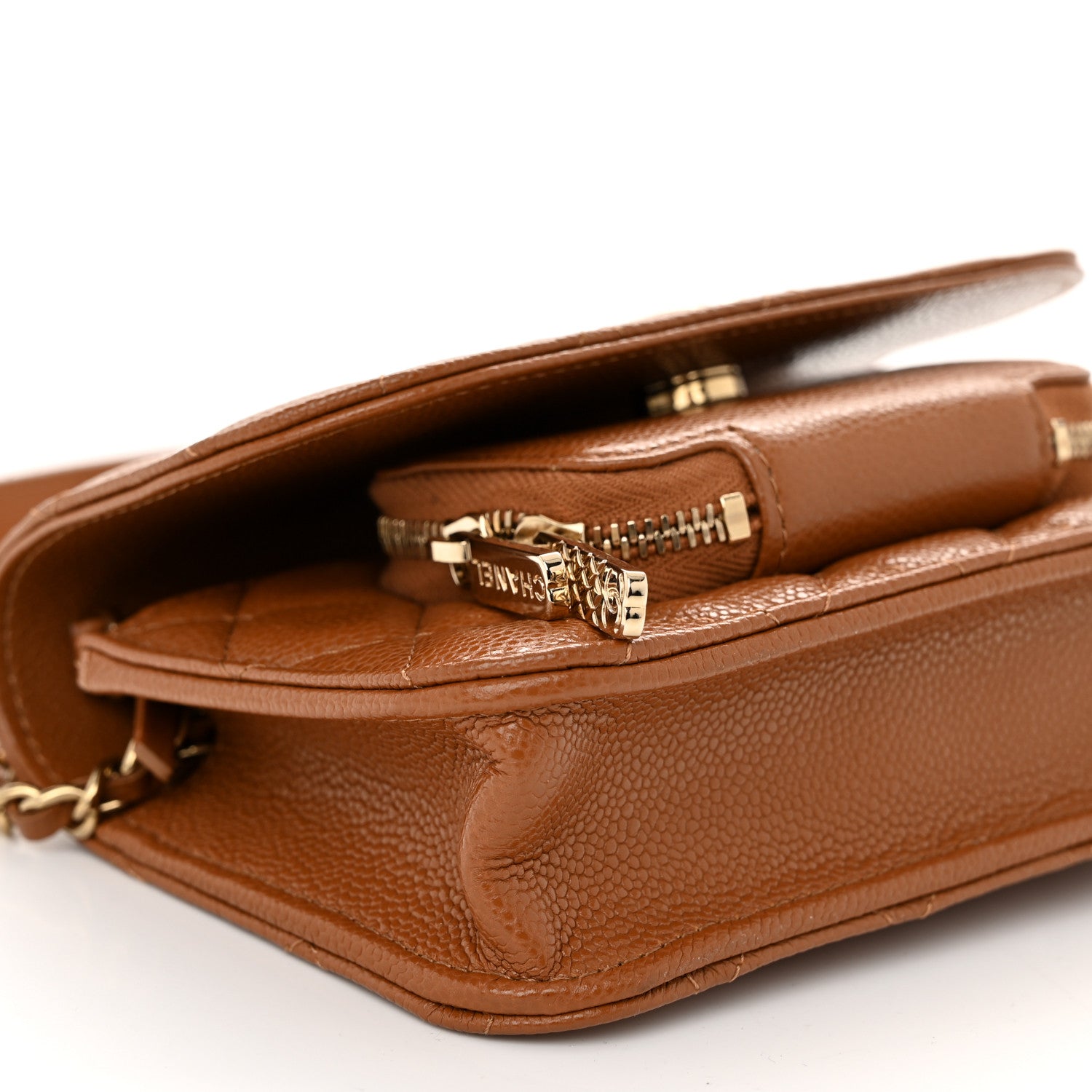 Chanel Caviar Quilted Business Affinity Clutch With Chain Flap Camel 10 of 11