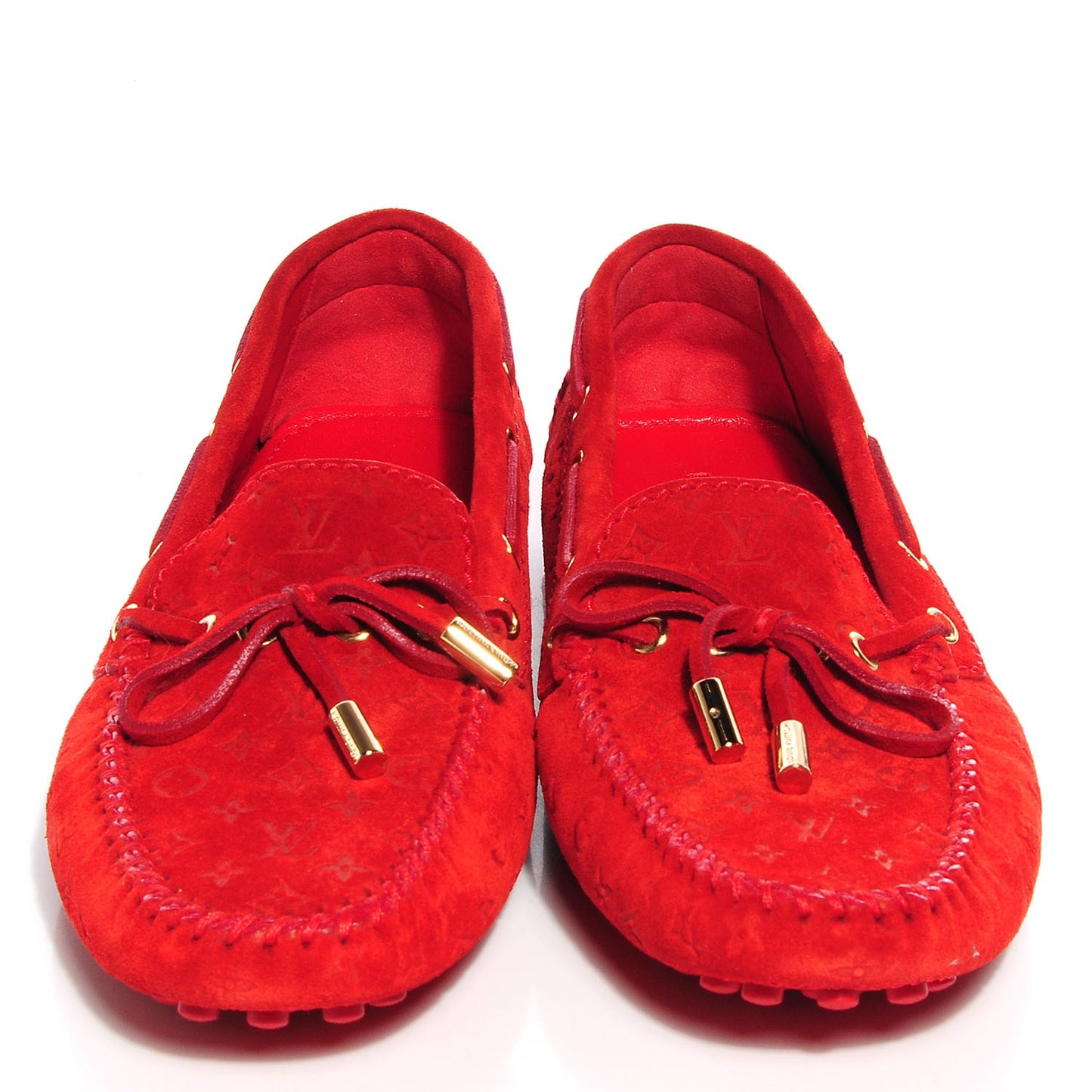 Suede Monogram Gloria Loafers 38 Rouge