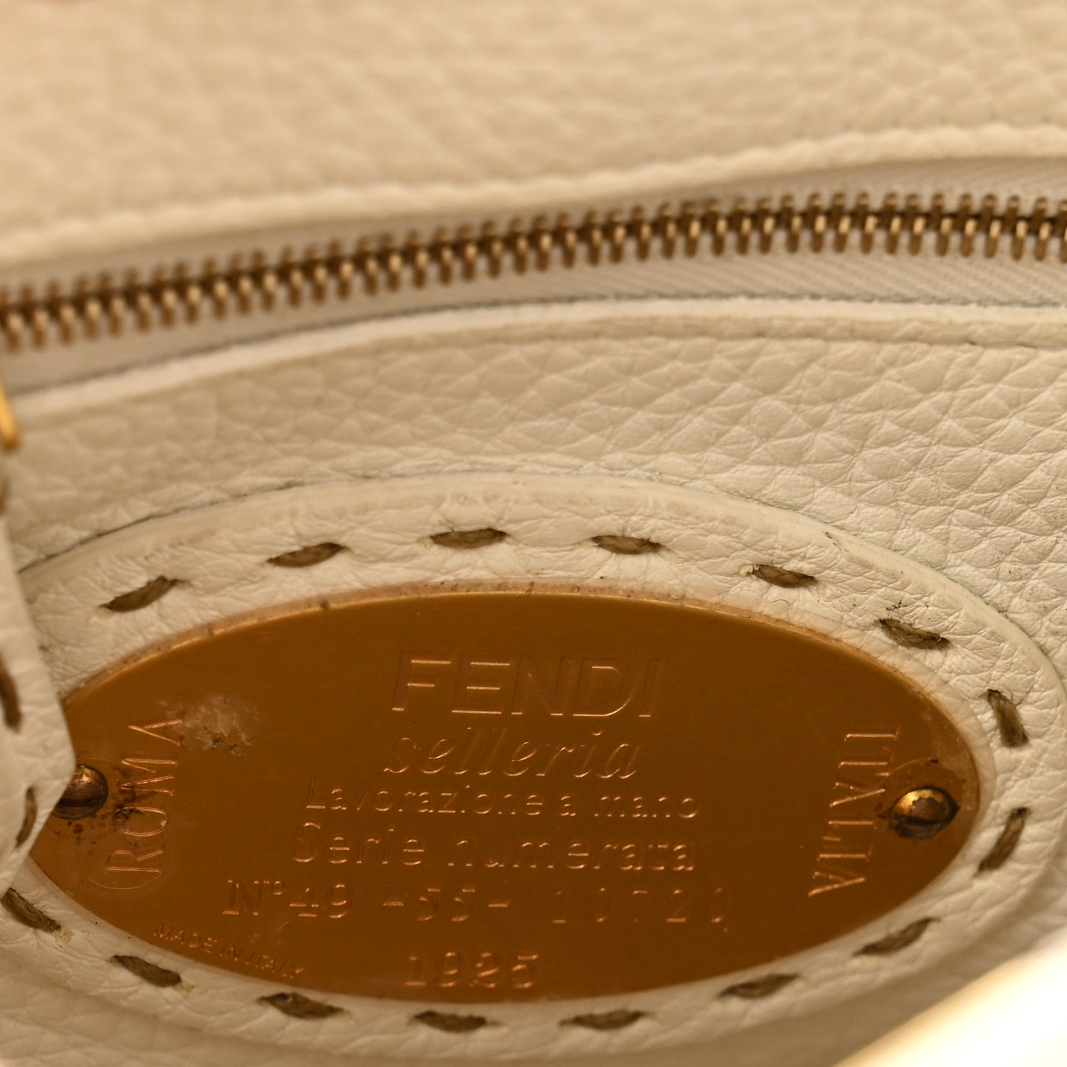 Fendi Cuoio Romano Selleria Mini Peekaboo Iconic Satchel White 7 of 13