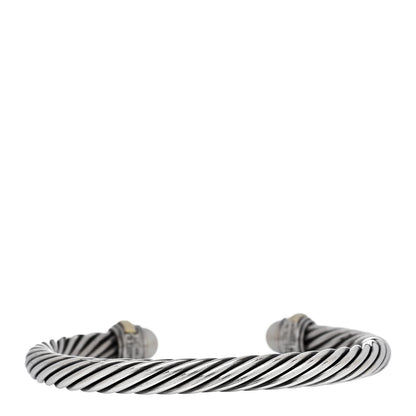 David Yurman Sterling Silver 14K Yellow Gold Cultured Pearl 7mm Cable Classics Bracelet 2 of 3