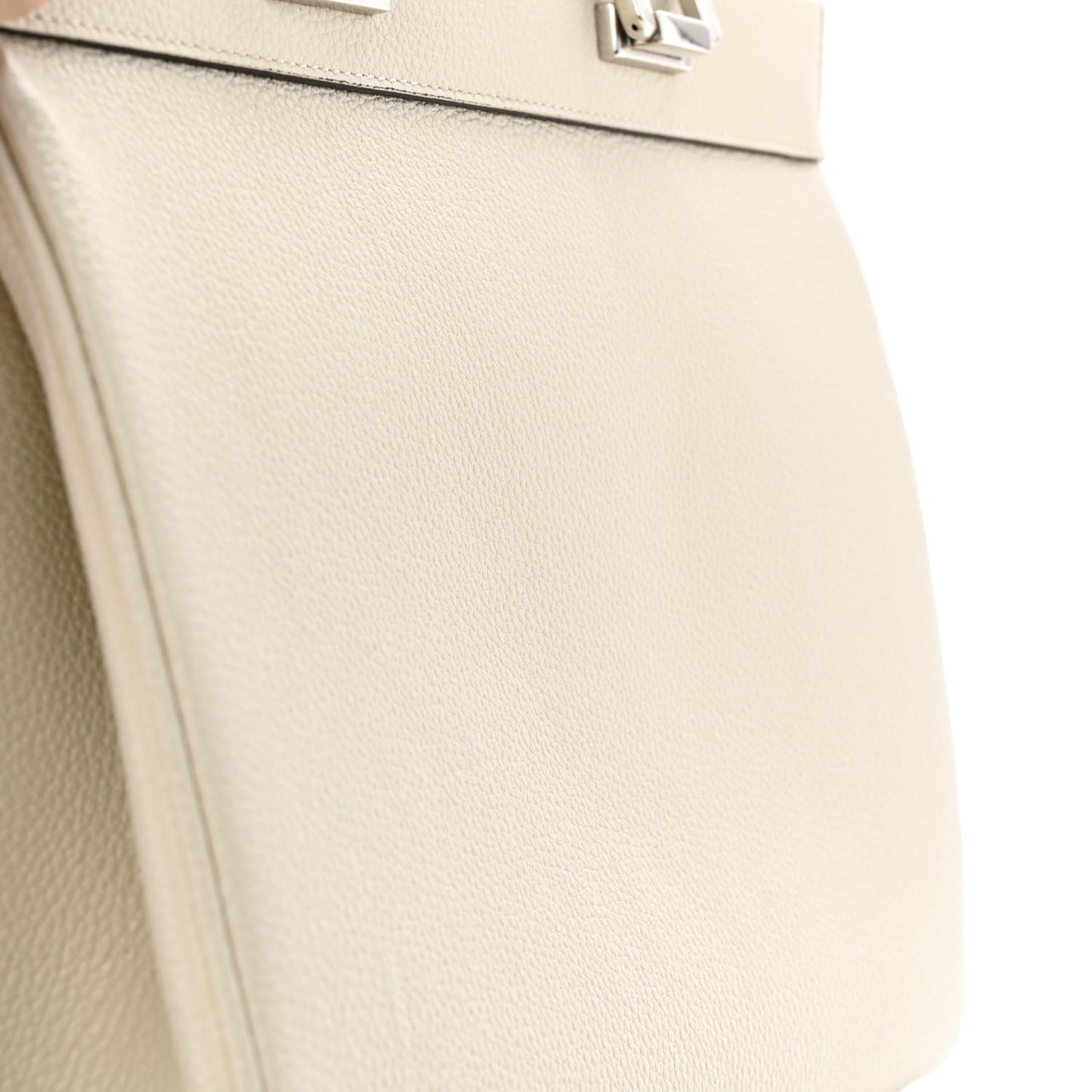 Grainy Calfskin Small Zumi Top Handle Bag Mystic White