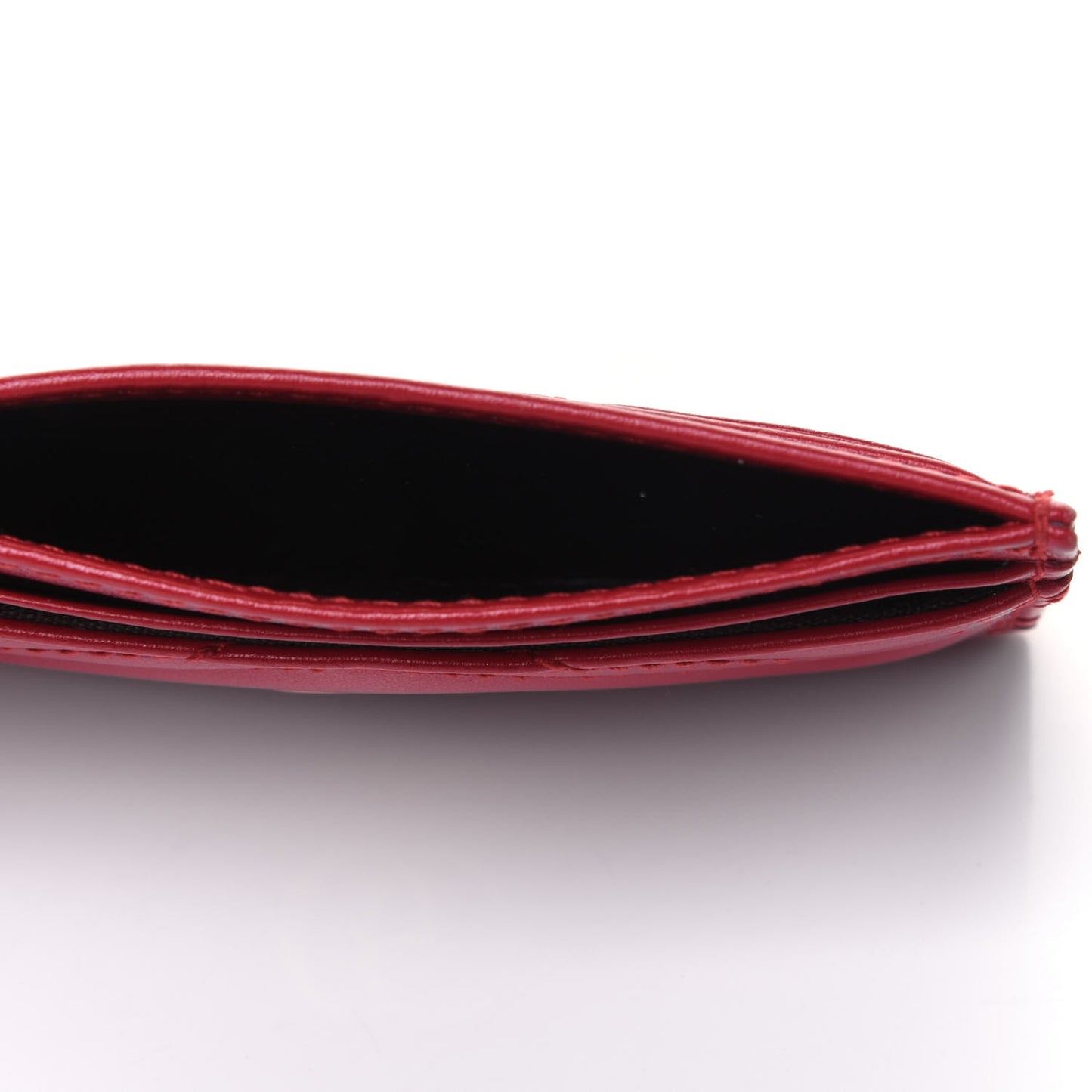 Calfskin Matelasse GG Marmont Card Holder Hibiscus Red