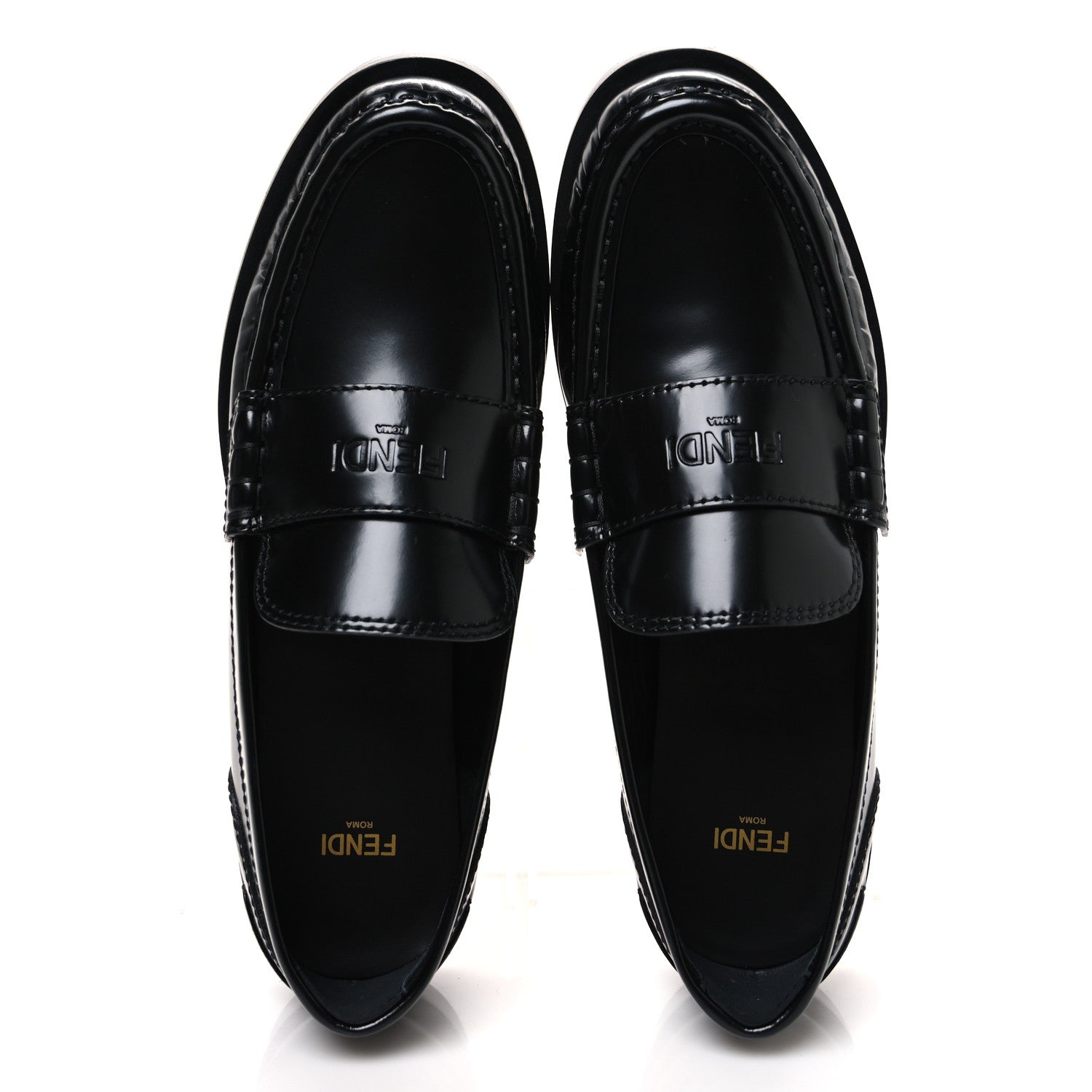 Fendi Vitello Logo Loafers 39 Black 2 of 11