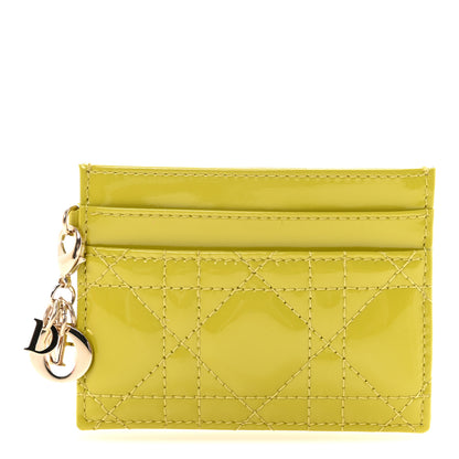 Christian Dior Patent Cannage Lady Dior Five-Slots Card Holder Lime 1 of 7