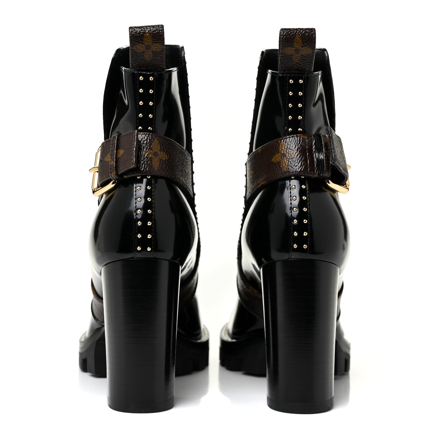 Louis Vuitton Glazed Calfskin Monogram Star Trail Ankle Boots 35 Black 4 of 9