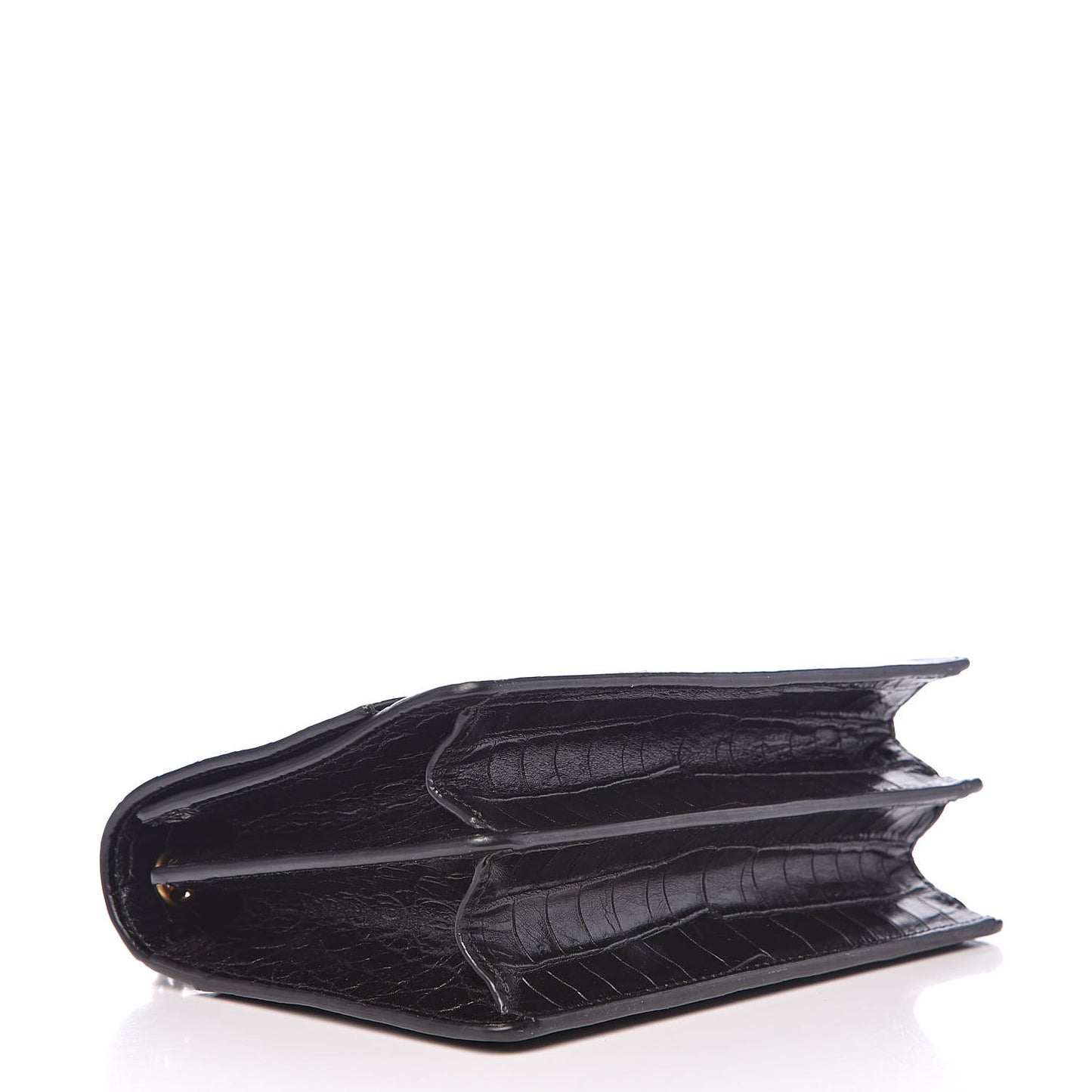 Calfskin Crocodile Embossed Small Monogram Sunset Black