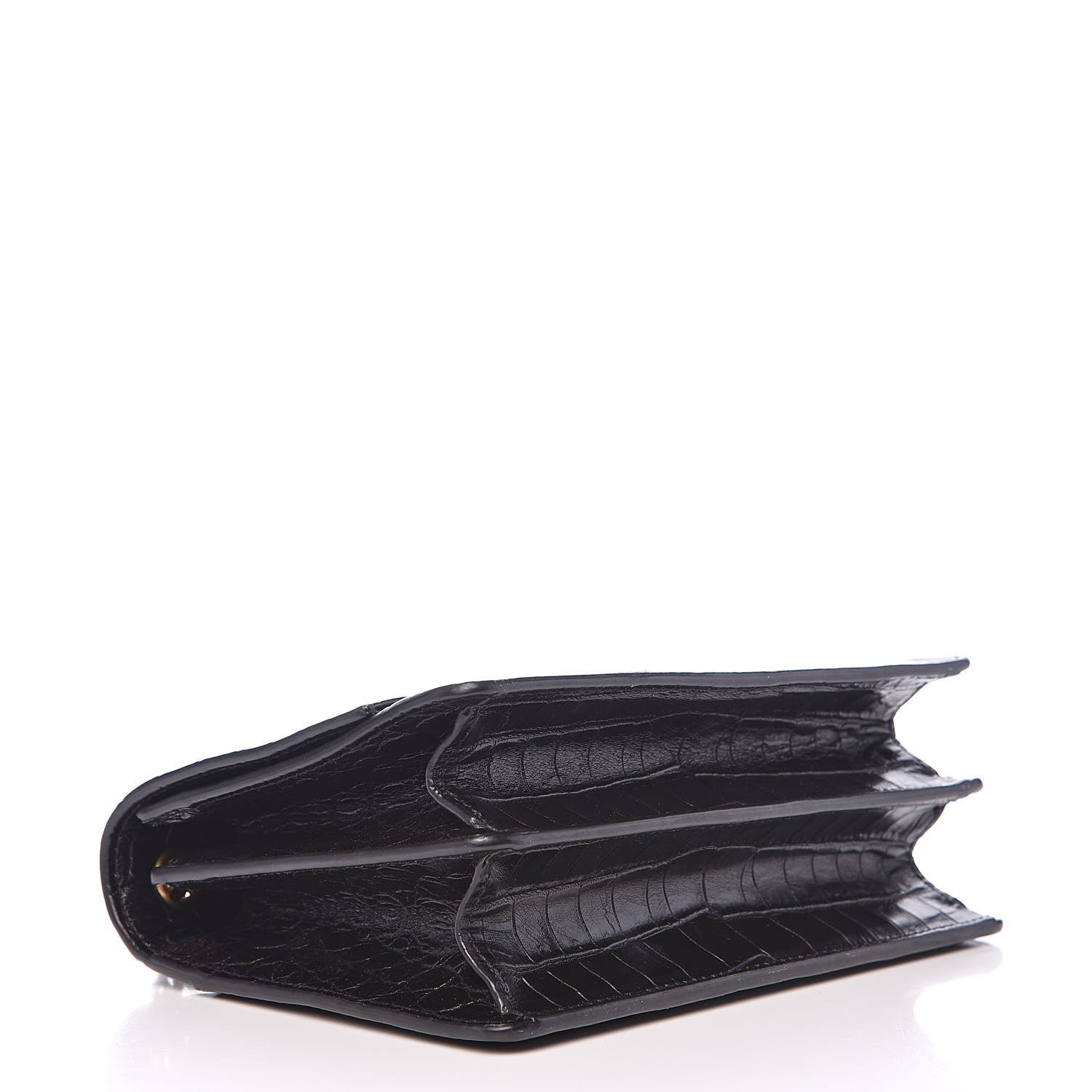 Saint Laurent Calfskin Crocodile Embossed Small Monogram Sunset Black 4 of 11