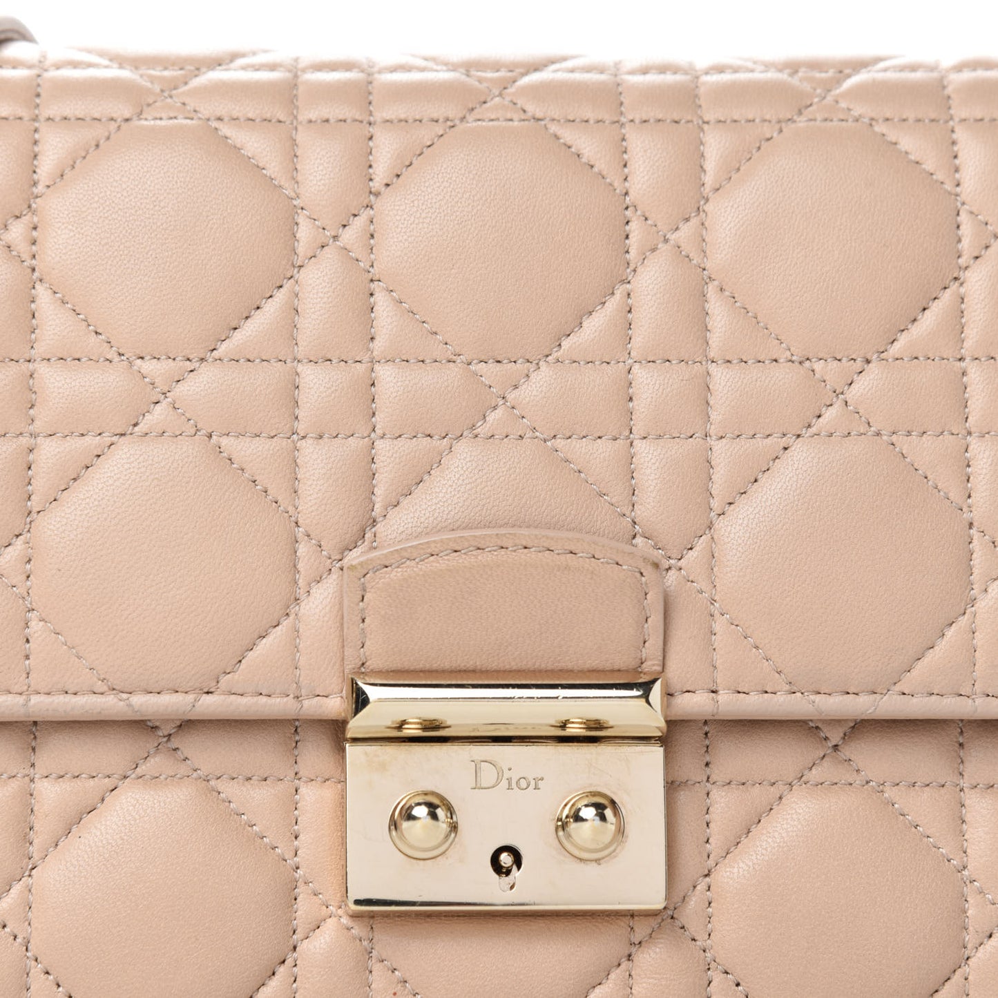 Lambskin Cannage Miss Dior Promenade Pouch Beige