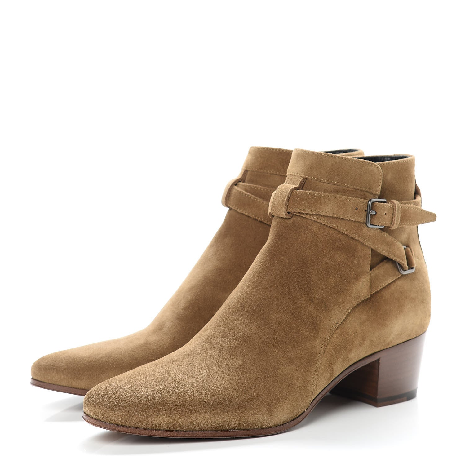 Saint Laurent Suede Womens Blake Ankle Boots 38.5 New Sigaro 3 of 10
