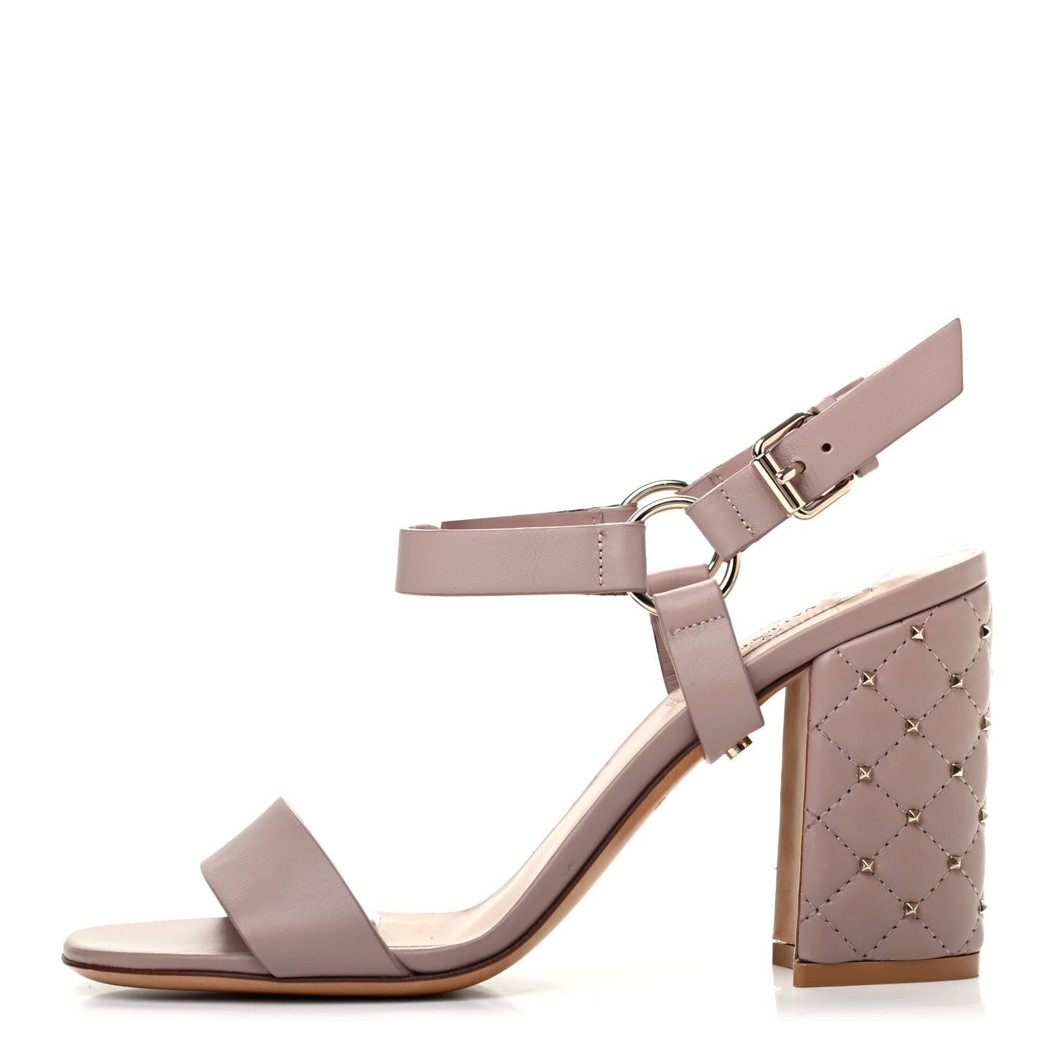 Valentino Garavani Calfskin Nappa Rockstud Spike 90mm Ankle Strap Sandals 36.5 Poudre 1 of 8