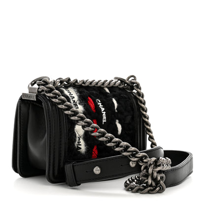 Chanel Lambskin Tweed Logo Embroidered Mini Boy Flap White Red Black 3 of 12