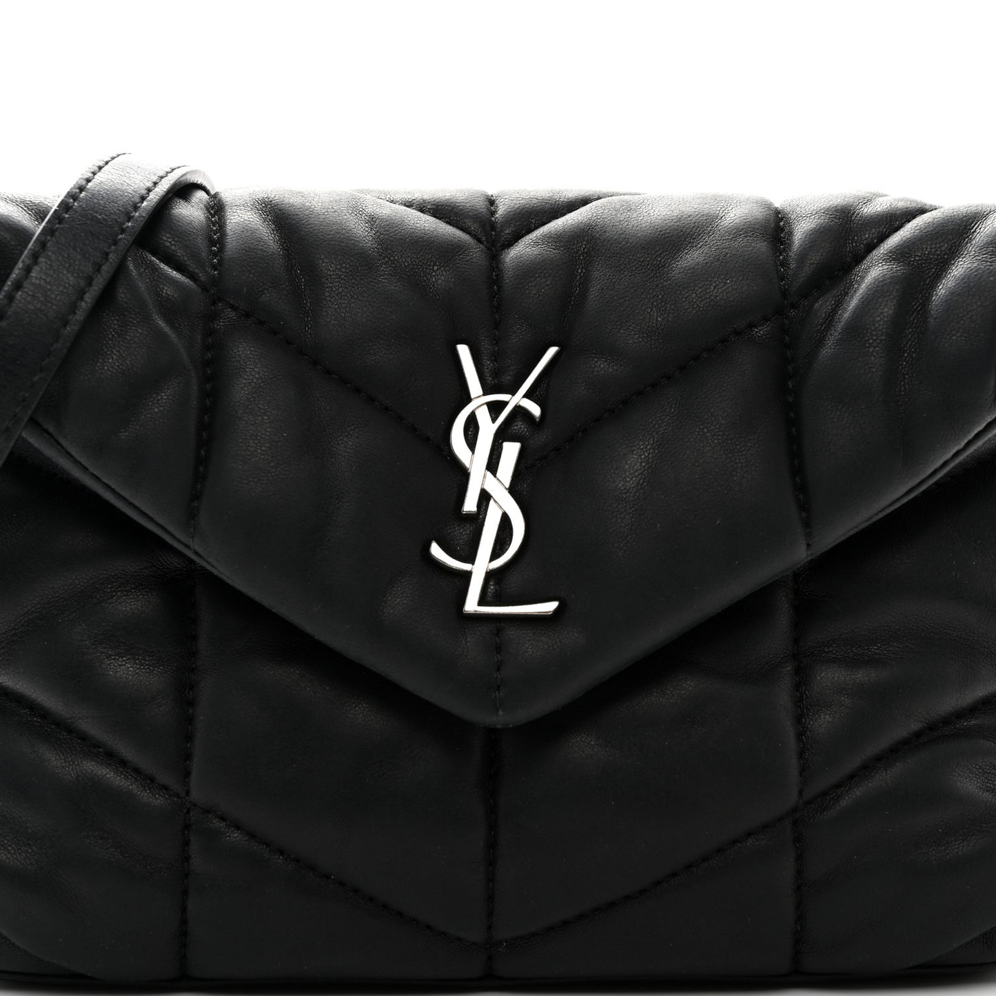 Lambskin Quilted Toy Loulou Puffer Monogram Chain Satchel Black