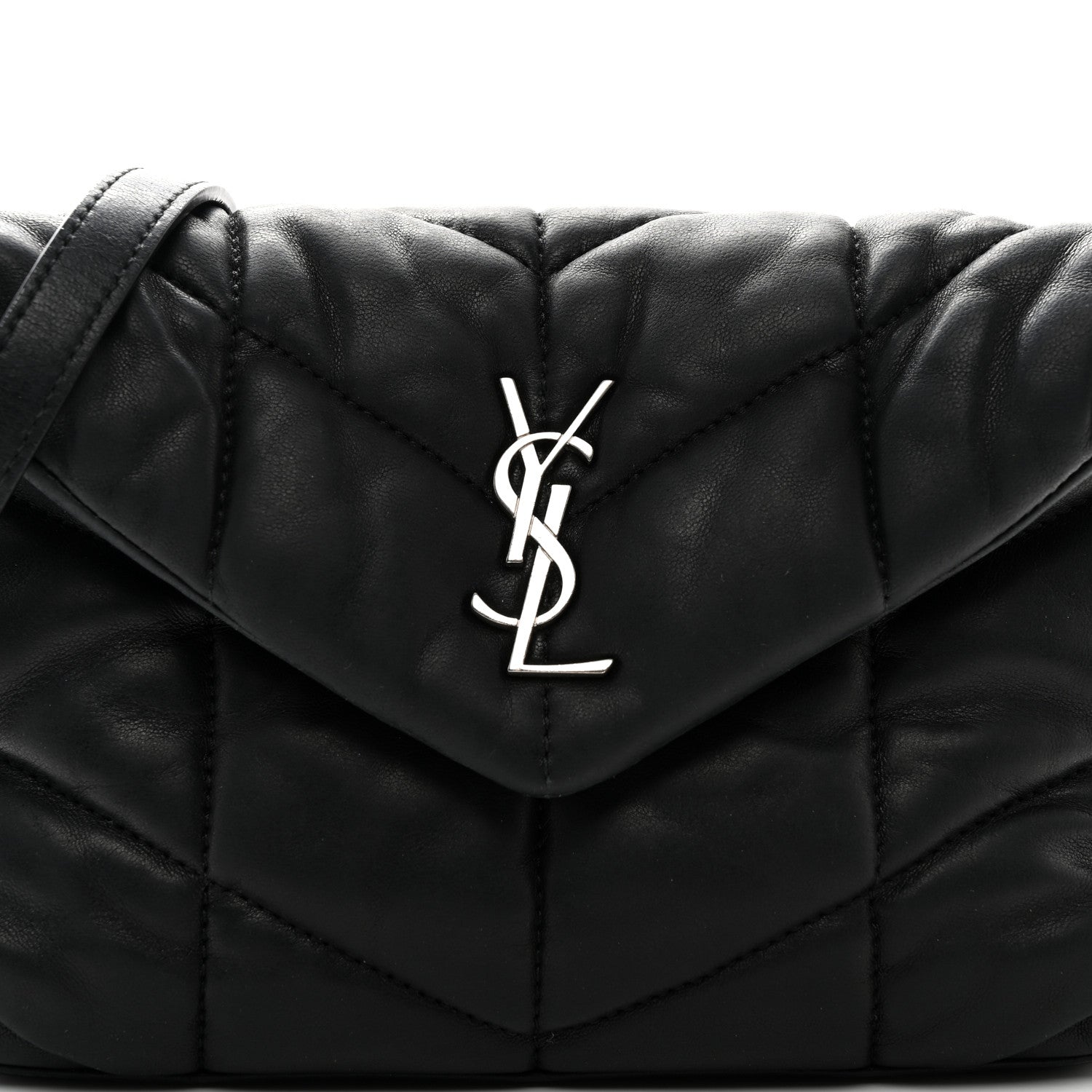 Saint Laurent Lambskin Quilted Toy Loulou Puffer Monogram Chain Satchel Black 8 of 11