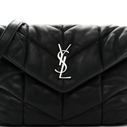 Saint Laurent Lambskin Quilted Toy Loulou Puffer Monogram Chain Satchel Black 8 of 11