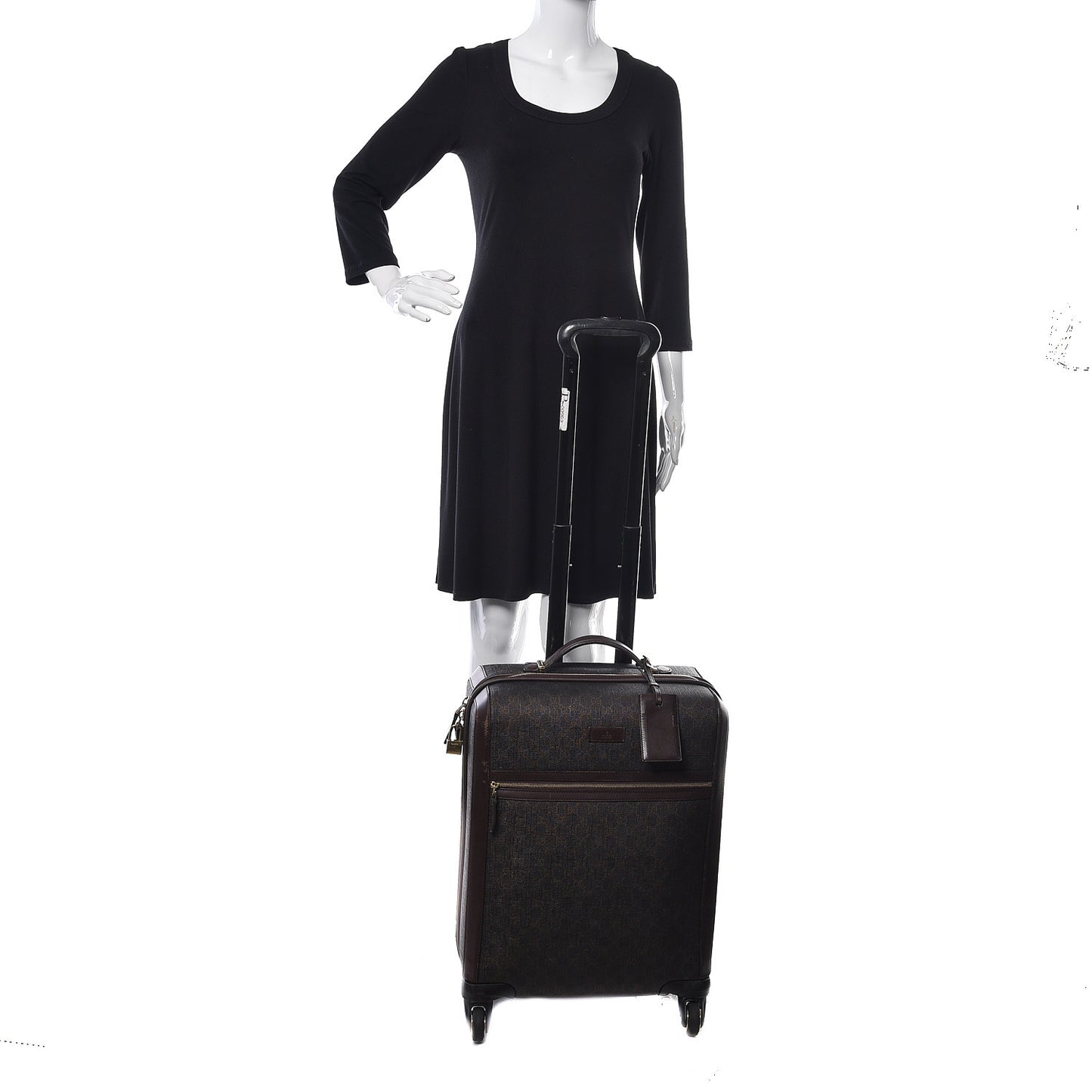 GG Supreme Monogram Four Wheel Carry On Suitcase Dark Brown