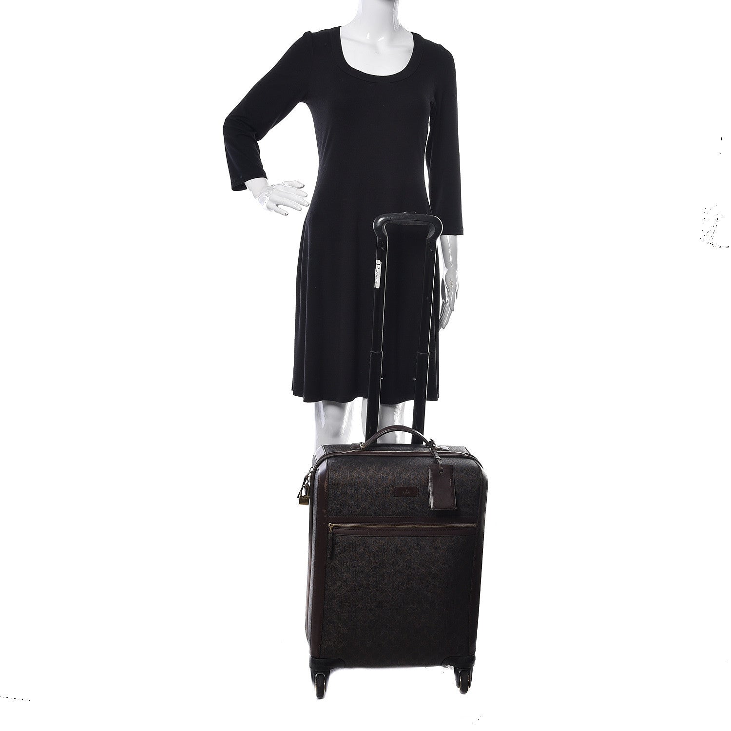 Gucci GG Supreme Monogram Four Wheel Carry On Suitcase Dark Brown 2 of 46
