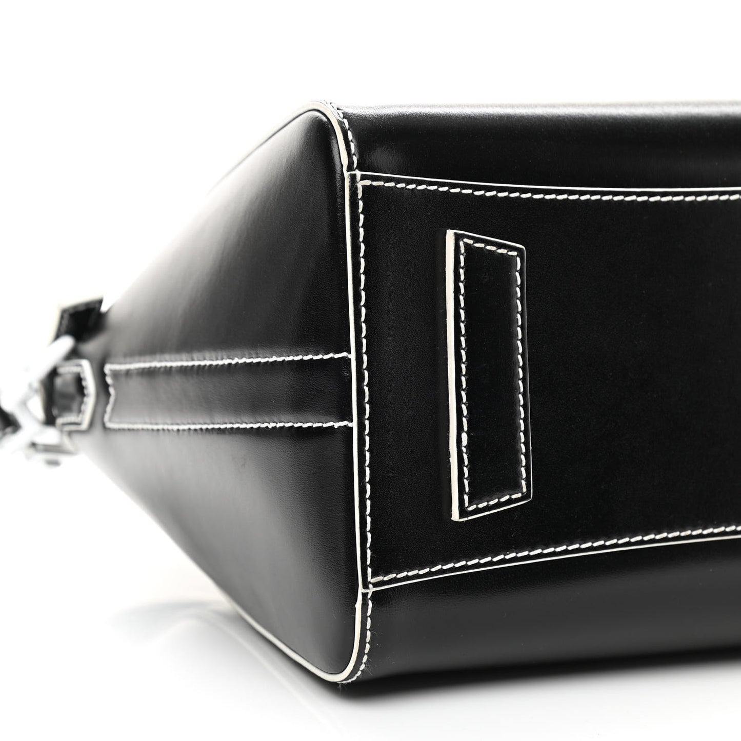 Calfskin Contrast Topstitch Small Antigona Black White