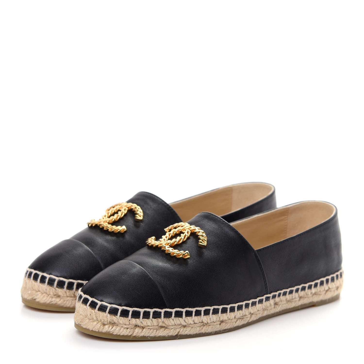 Chanel Calfskin Chain CC Espadrilles 38 Black 3 of 11