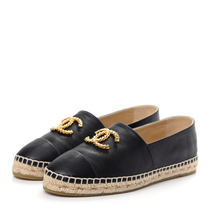 Chanel Calfskin Chain CC Espadrilles 38 Black 3 of 11