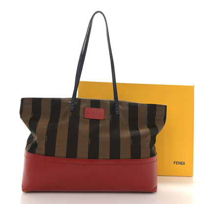 Fendi Pequin Cuoio Vegetale Medium Roll Tote Tobacco Rosso Blue 16 of 16