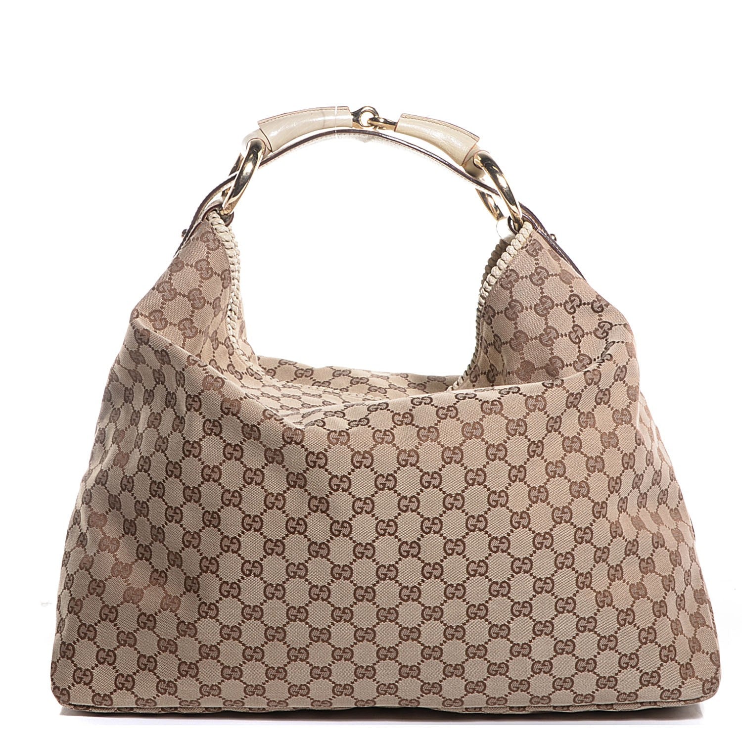 Gucci Monogram Large Horsebit Chain Hobo Off White 1 of 7
