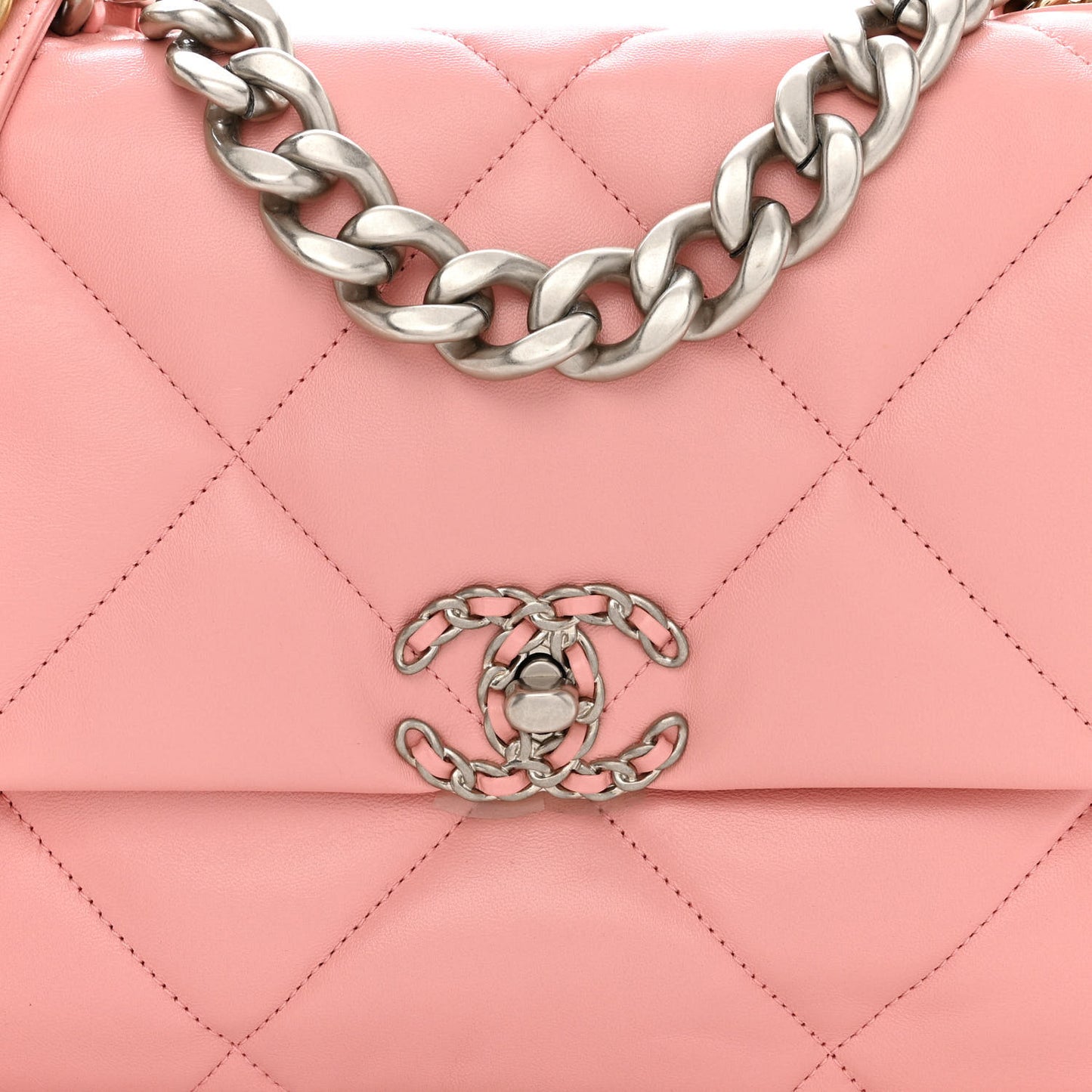 Lambskin Quilted Large Chanel 19 Flap Light Pink